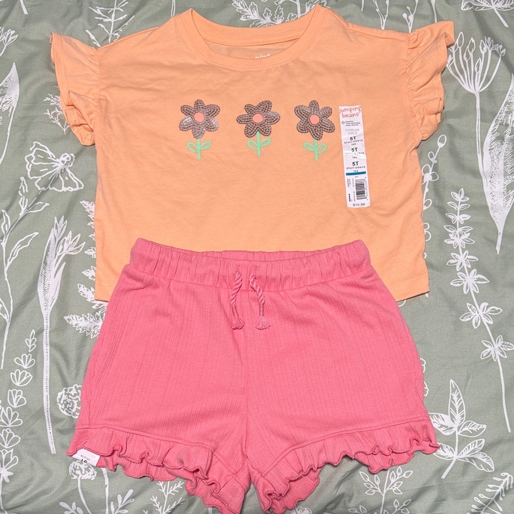 5T Jumping Beans Peach Top & Pink Shorts Set